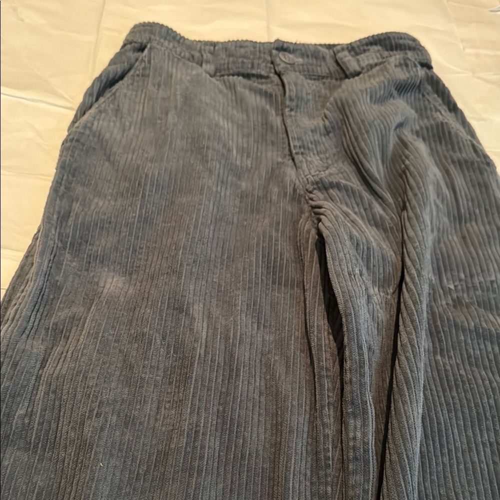 LACAUSA Gray Wide Leg Corduroy Pants